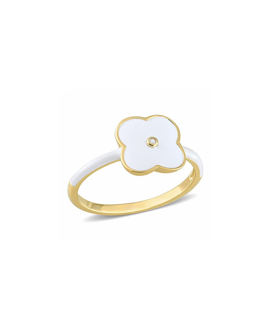 Rina Limor Gold Over Silver Sapphire Enamel Floral Ring