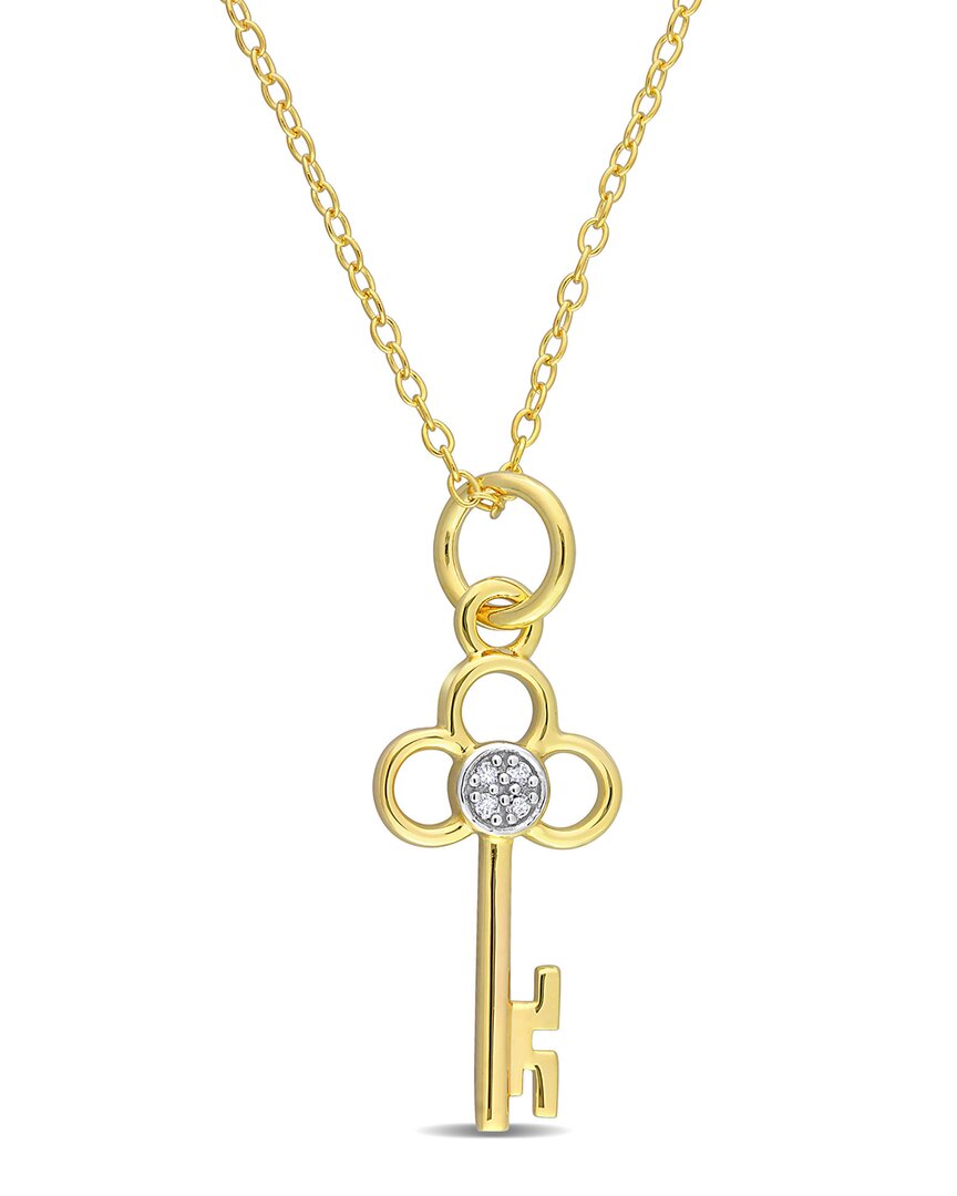Rina Limor Gold Over Silver 0.02 Ct. Tw. Diamond Pendant Necklace