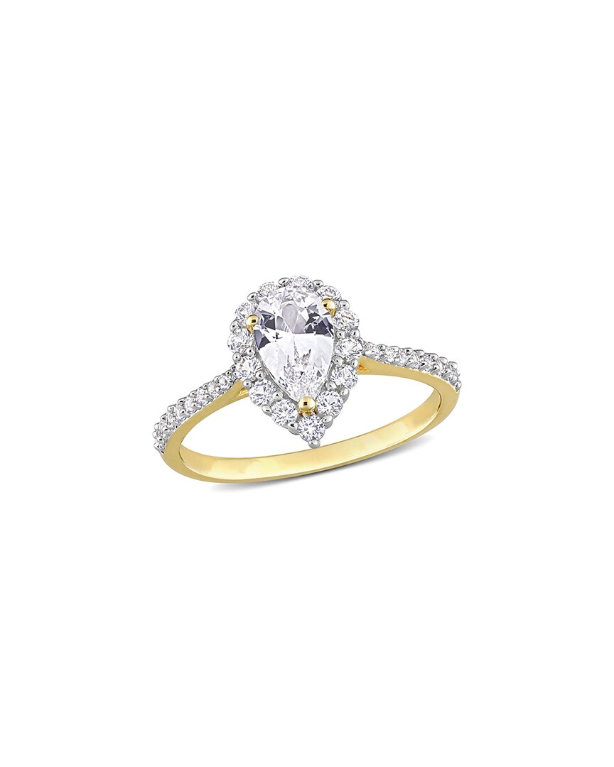 Rina Limor Gold Over Silver 1.94 Ct. Tw. Sapphire Halo Ring