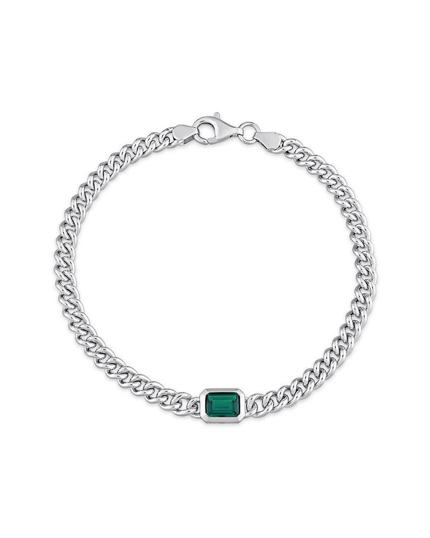 Rina Limor Silver 0.90 Ct. Tw. Emerald Curb Link Bracelet