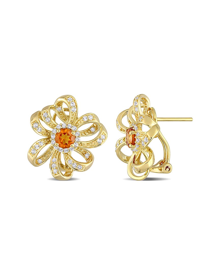 Rina Limor Gold Over Silver 1.56 Ct. Tw. Gemstone Flower Earrings