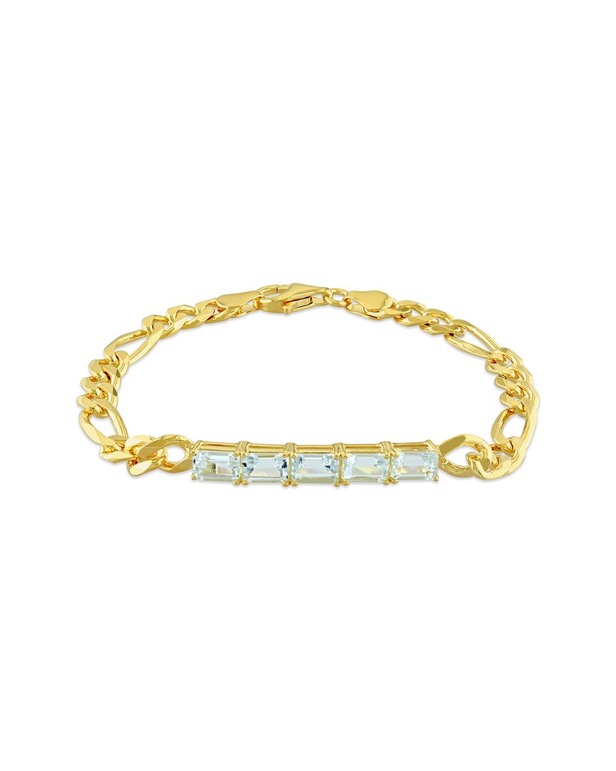 Rina Limor Gold Over Silver 2.75 Ct. Tw. Aquamarine Birthstone Link Bracelet