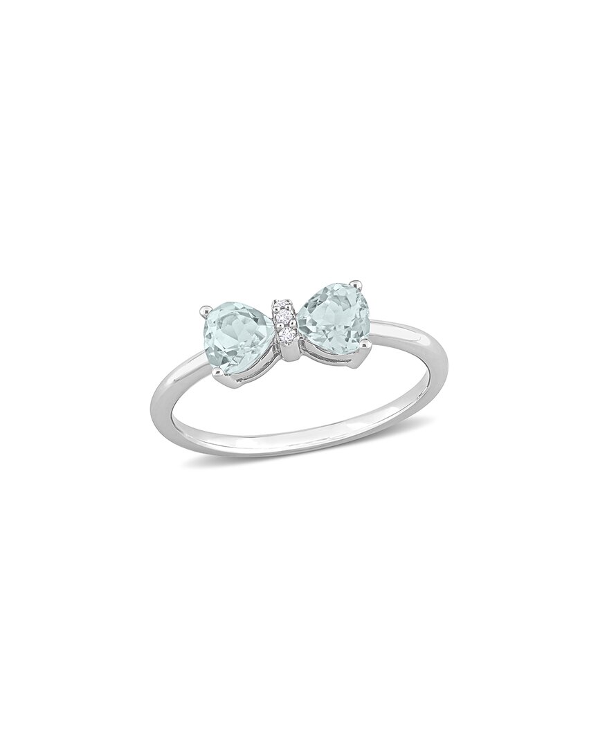 Rina Limor 10k 0.71 Ct. Tw. Diamond & Aquamarine Bow Ring