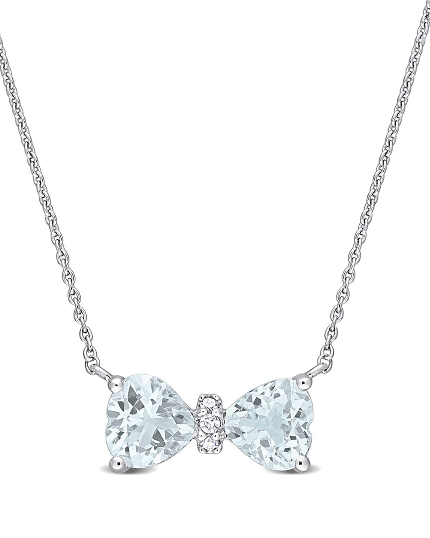 Rina Limor 10k 0.71 Ct. Tw. Diamond & Aquamarine Bow Necklace