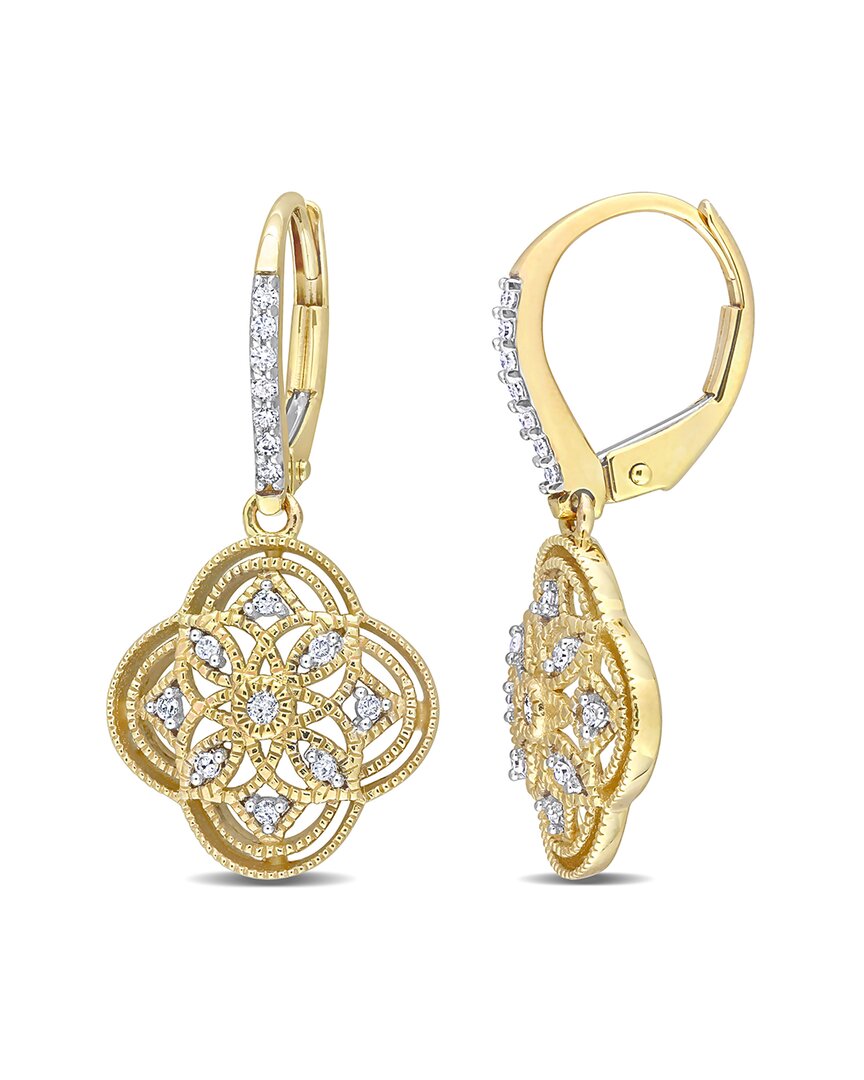 Rina Limor 10k 0.17 Ct. Tw. Diamond Lace Floral Earrings