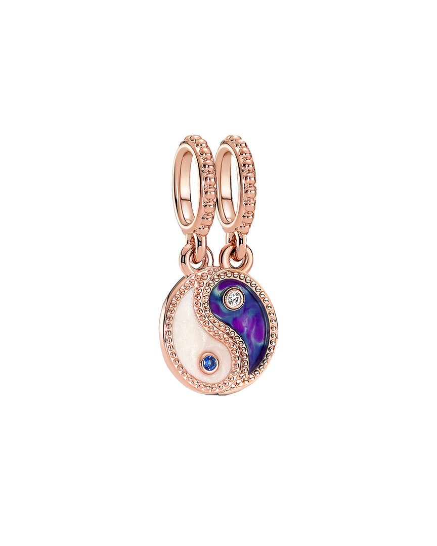 Pandora Moments 14k Rose Gold Plated Cz Dangle Charm In Gold
