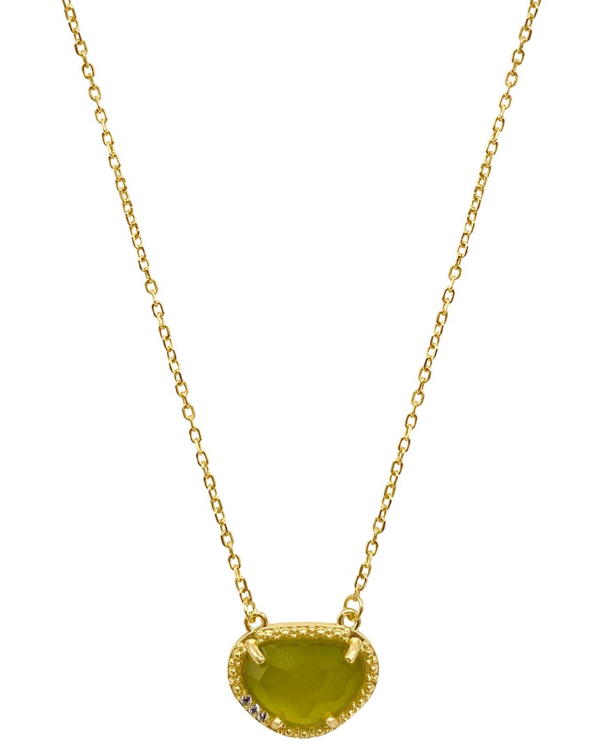 Adornia Fine Jewelry 14k Over Silver 2.00 Ct. Tw. Peridot August Birthstone Necklace In Green