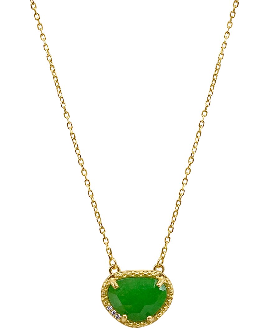Adornia Fine Jewelry 14k Over Silver 2.00 Ct. Tw. Emerald May Birthstone Necklace In Gold - Emerald