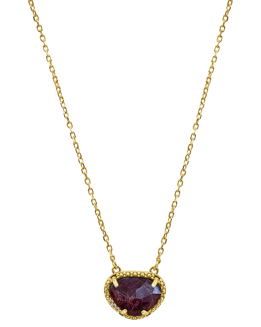 Adornia Fine Jewelry 14k Over Silver 2.00 Ct. Tw. Garnet January Birthstone Necklace In Gold - Garnet