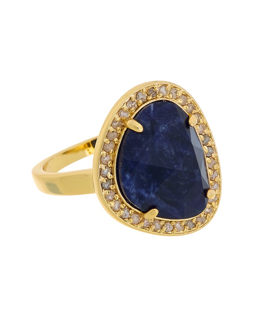 Adornia Fine Jewelry Jewelry 14k Over Silver 4.20 Ct. Tw. Diamond & Blue Sapphire Halo Ring In Nocolor