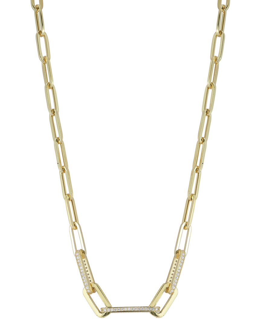 Shop Chloe & Madison Chloe And Madison 14k Over Silver Cz Chunky Paperclip Necklace