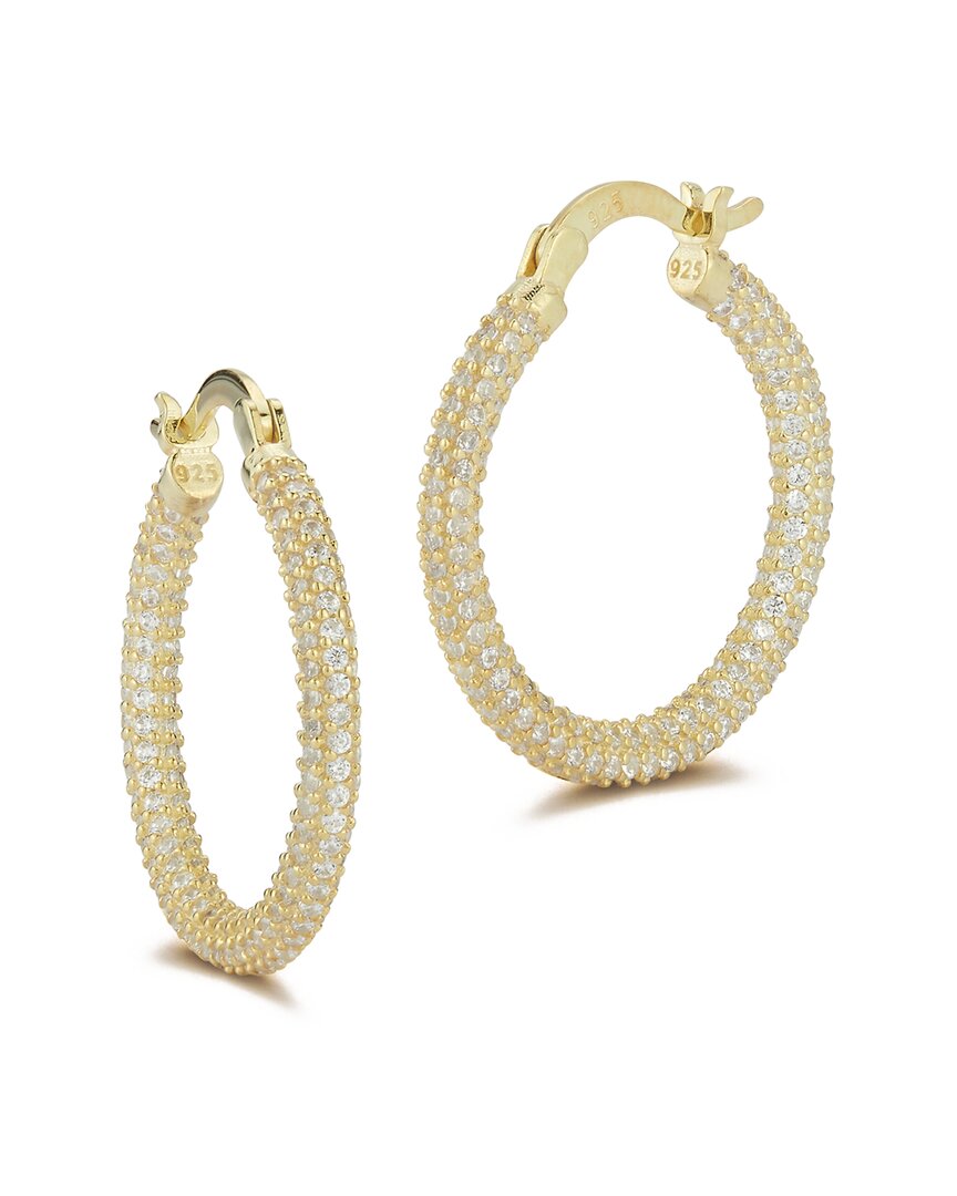 Chloe & Madison Chloe And Madison 14k Over Silver Cz Small Hoops
