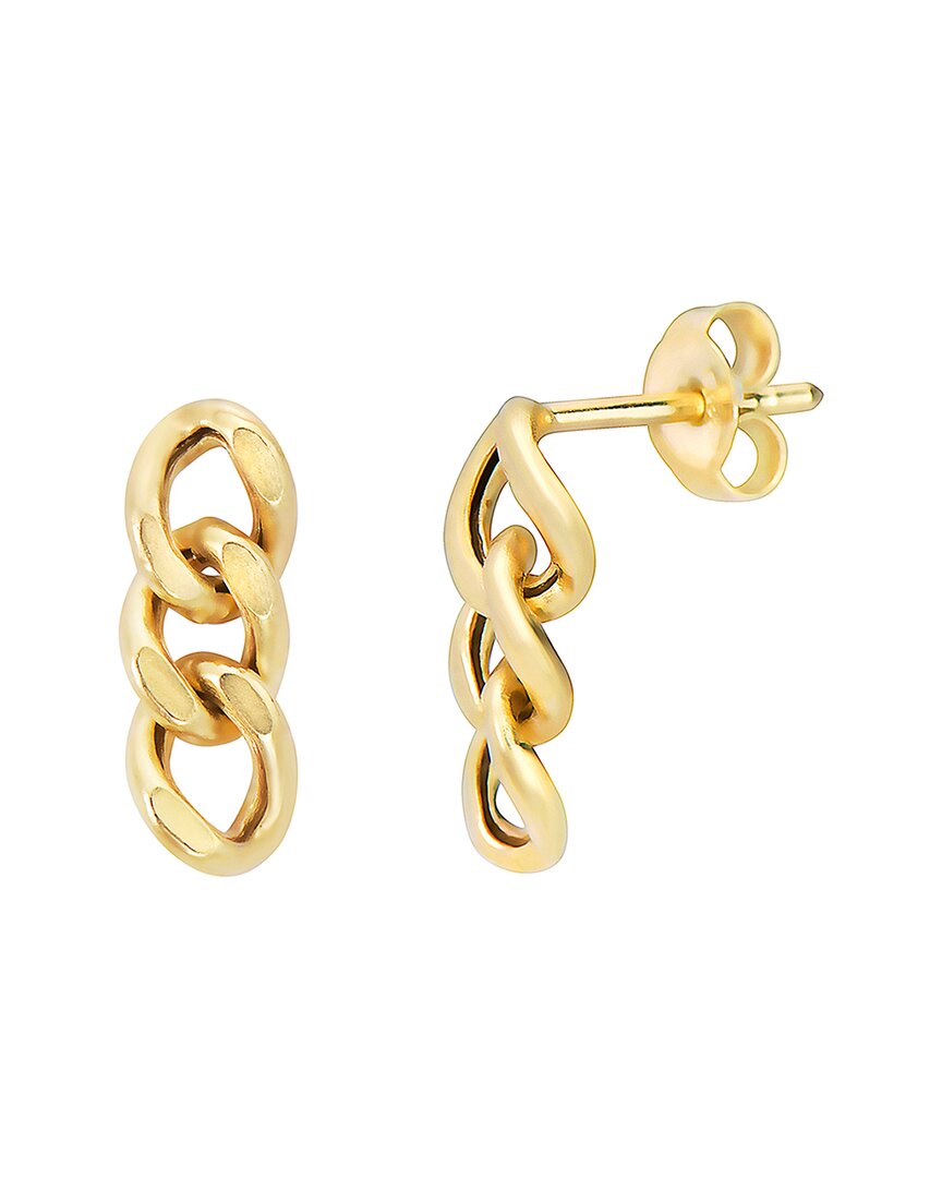 Italian Gold Curb Drop Chain Earrings