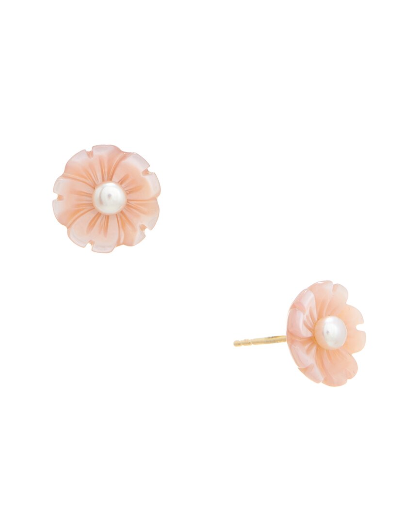 Maitre De Diamant 18k 3-4mm Pearl Earring In Pink