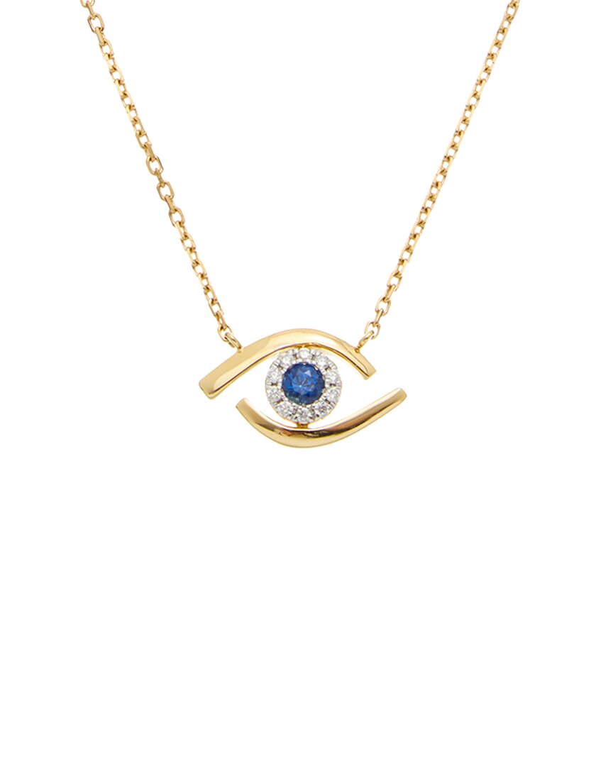 Maitre De Diamant 18k 0.20 Ct. Tw. Diamond & Sapphire Necklace