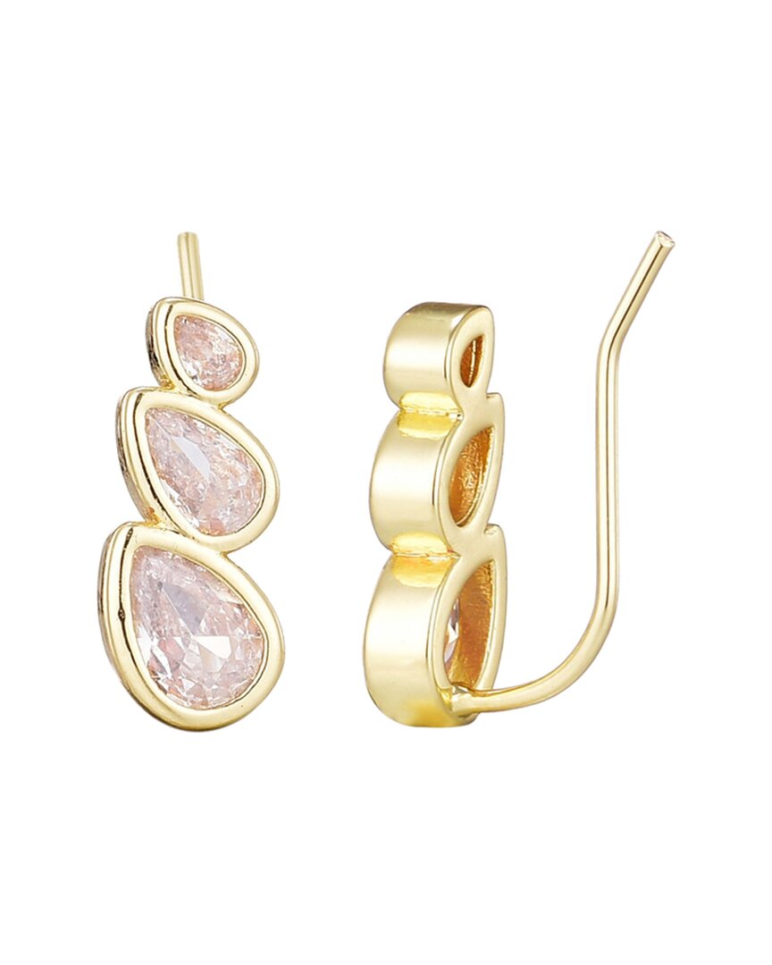 Adornia 14k Plated Crystal Climber Earrings In Gold