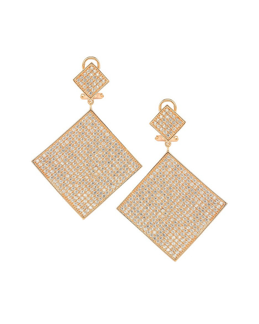 Suzy Levian Rose Gold Vermeil Cz Earrings