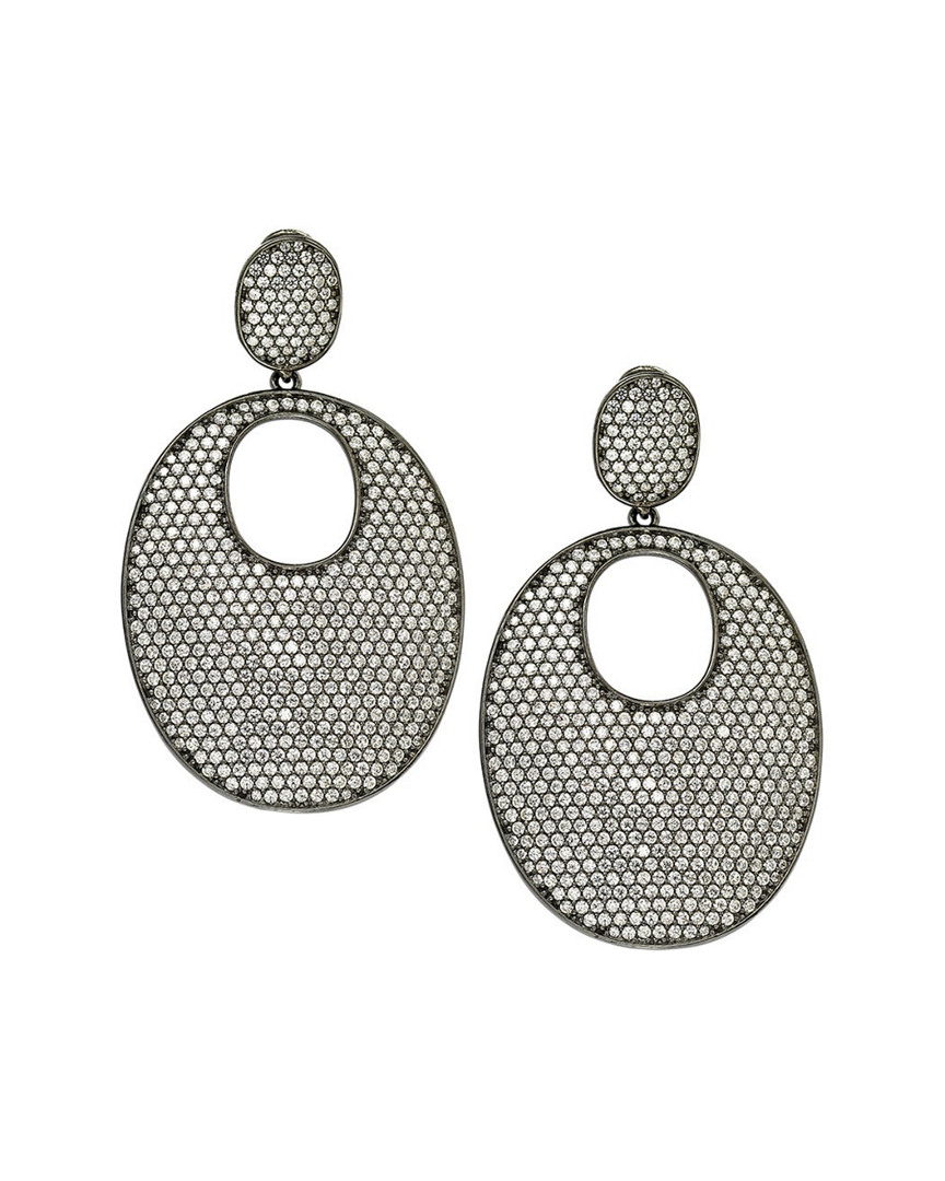 Suzy Levian Silver Cz Earrings In Gray