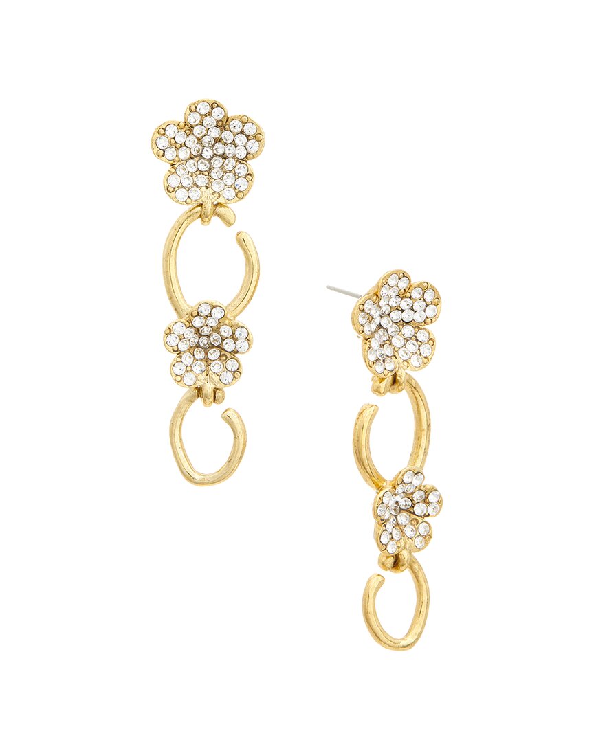 Oscar De La Renta Flower O Long Earrings In Gold