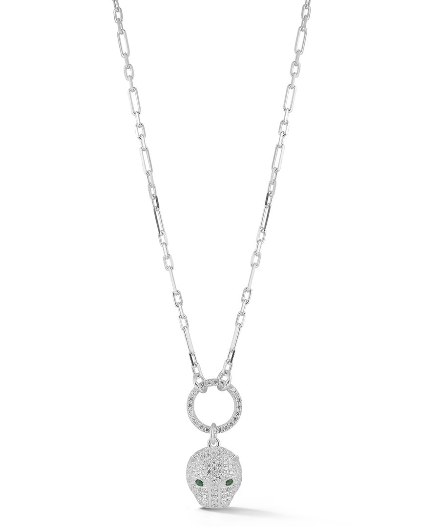 Sphera Milano Silver Cz Panther Necklace In Metallic