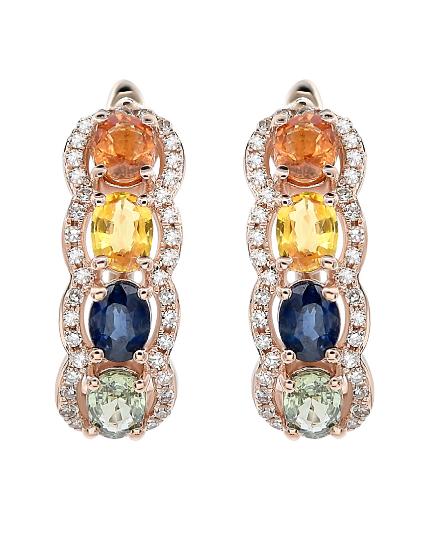 Diana M. Fine Jewelry 14K Rose Gold 2.66 ct. tw. Diamond & Sapphire Earrings