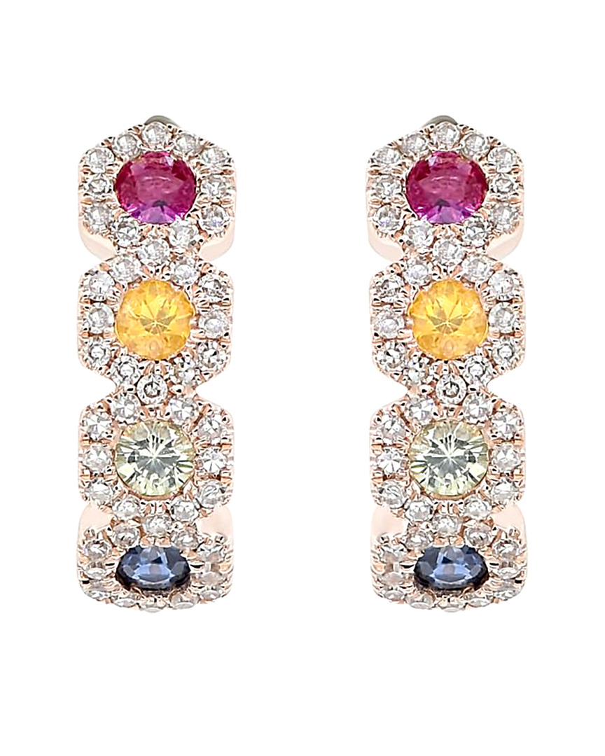 Diana M. Fine Jewelry 14K 0.98 ct. tw. Diamond & Sapphire Earrings