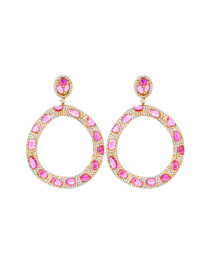Diana M. Fine Jewelry 18K Rose Gold 35.15 ct. tw. Diamond & Sapphire Earrings