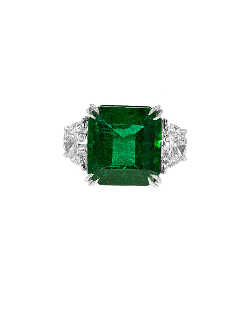 Diana M. Fine Jewelry Platinum 10.76 Ct. Tw. Diamond & Emerald Ring