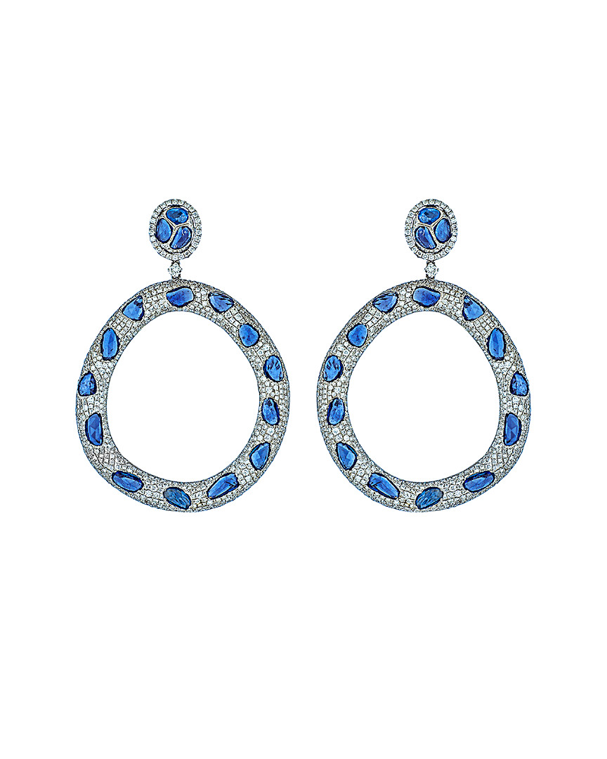 Diana M. Fine Jewelry 18k 37.99 Ct. Tw. Diamond & Sapphire Earrings