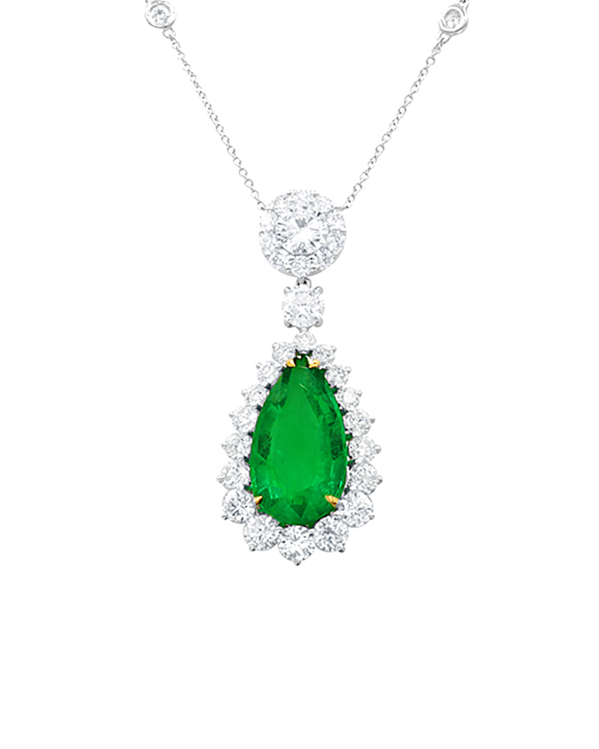 Diana M. Fine Jewelry 18K 13.68 ct. tw. Diamond & Emerald Necklace