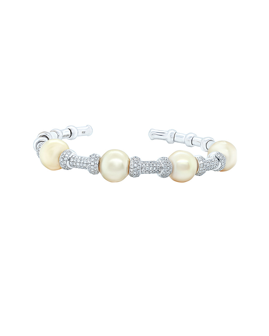 Diana M. Fine Jewelry 18K 1.90 ct. tw. Diamond & 11.5mm Pearl Bangle