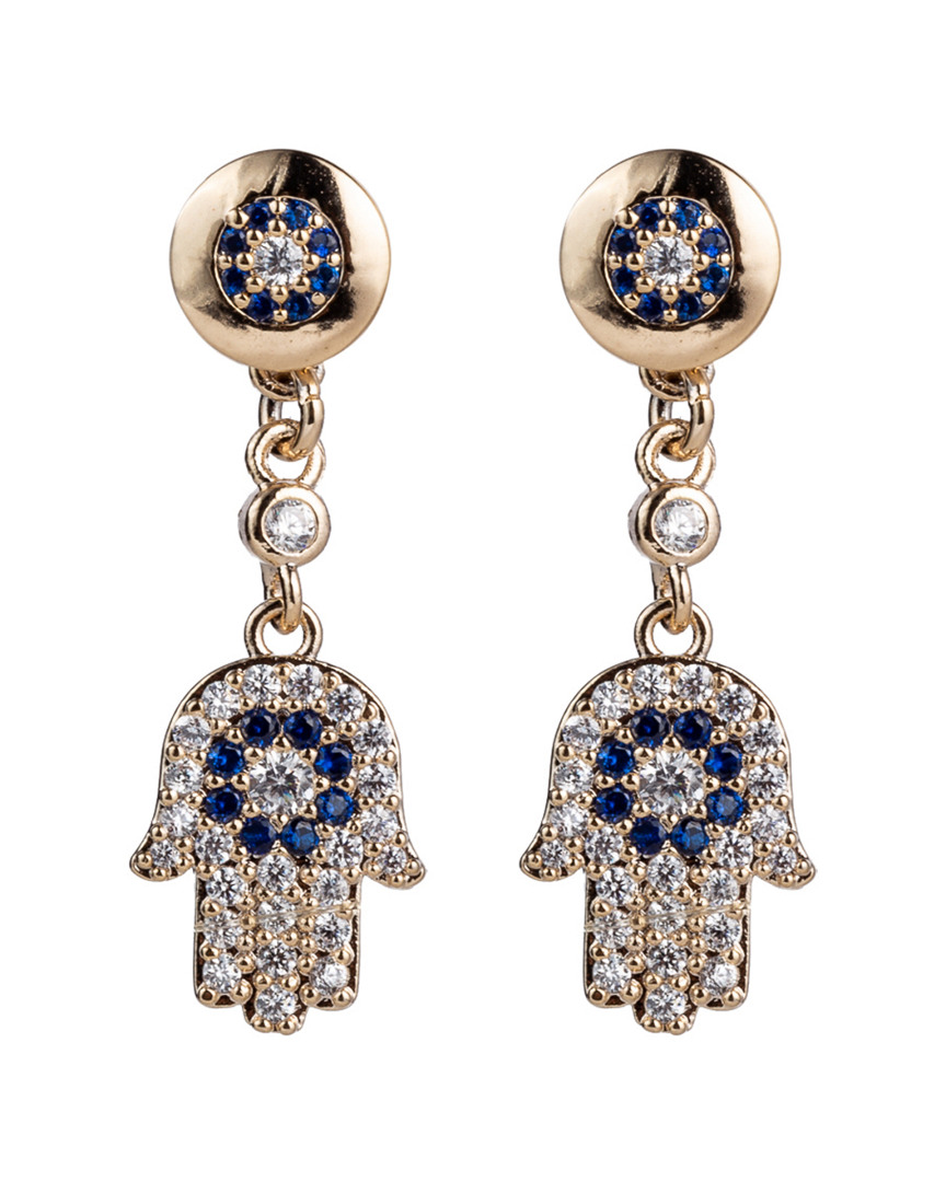 Eye Candy La 18k Gold Plated Cz Crystal Hamsa Dangle Earrings