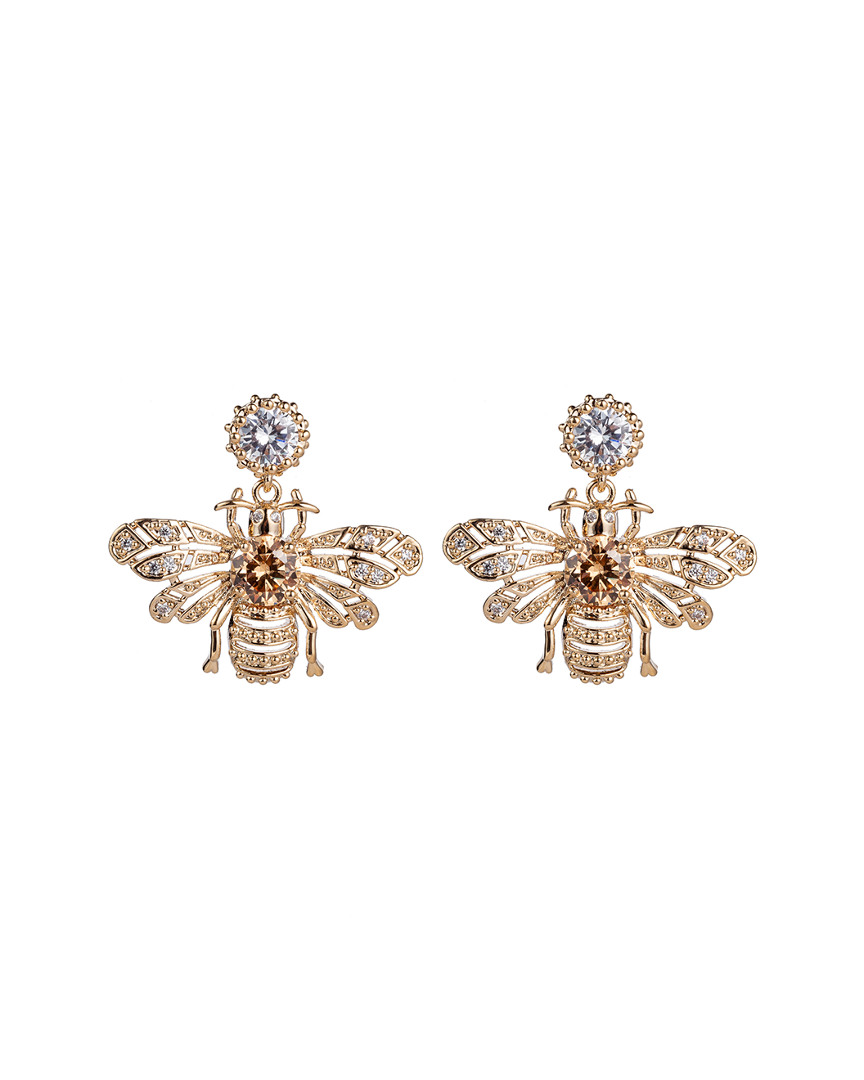 Eye Candy La 18k Gold Plated Cz Crystal Bee Dangle Earrings
