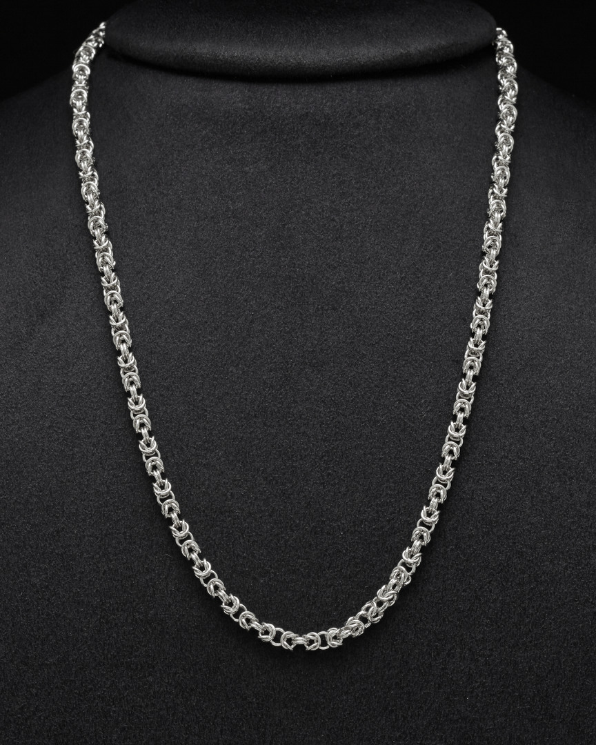 Italian Silver Byzantine Link Necklace In Silver
