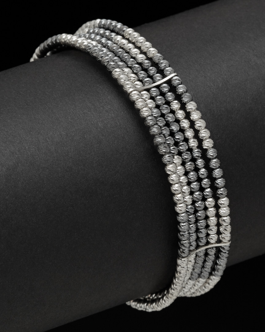 Italian Silver 5-strand Bead Bracelet In Silver