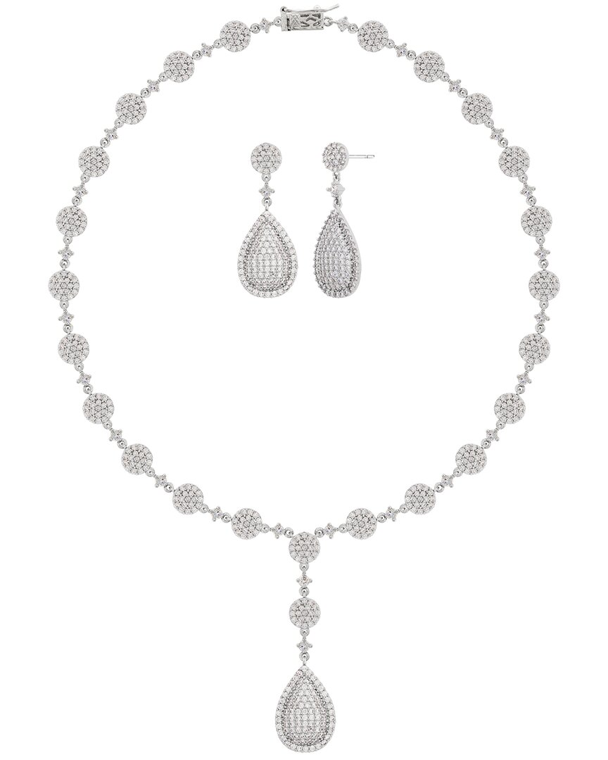 Jankuo Cz Earrings & Necklace Set Necklace In Metallic