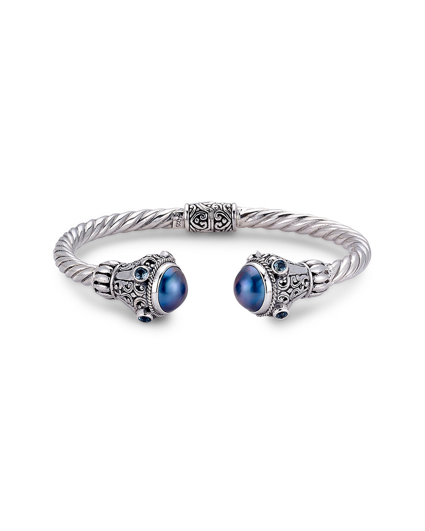 Samuel B. Silver Blue Topaz & Pearl Bangle
