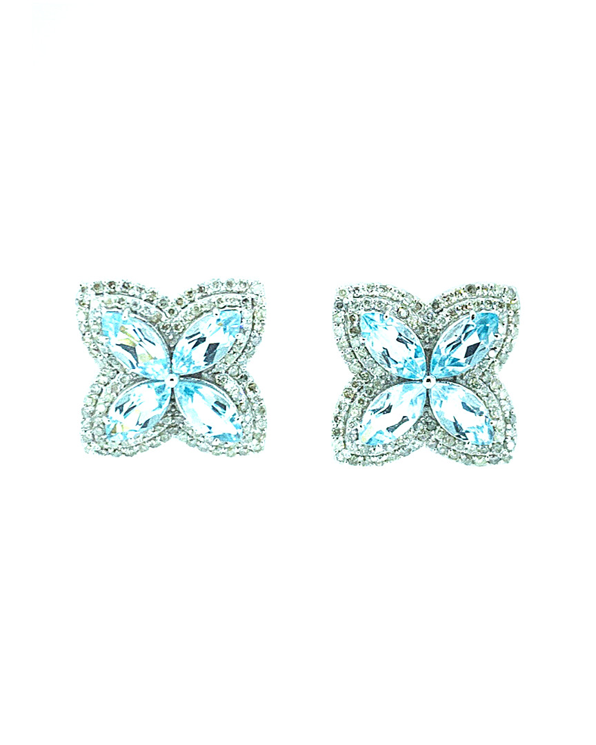 Image of Arthur Marder Fine Jewelry Silver . ct. tw. Diamond & Topaz Earrings