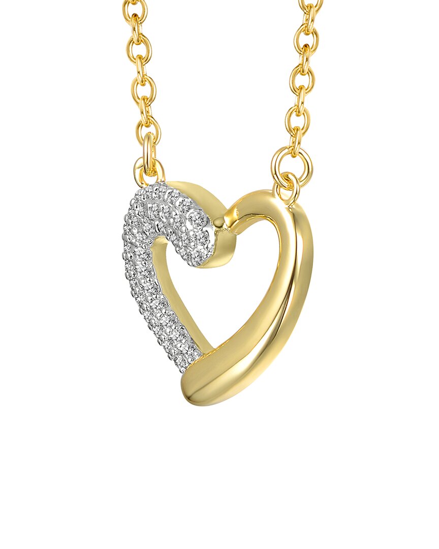 Genevive Sterling Silver 14k Gold Plated With Clear Moissan In Gold