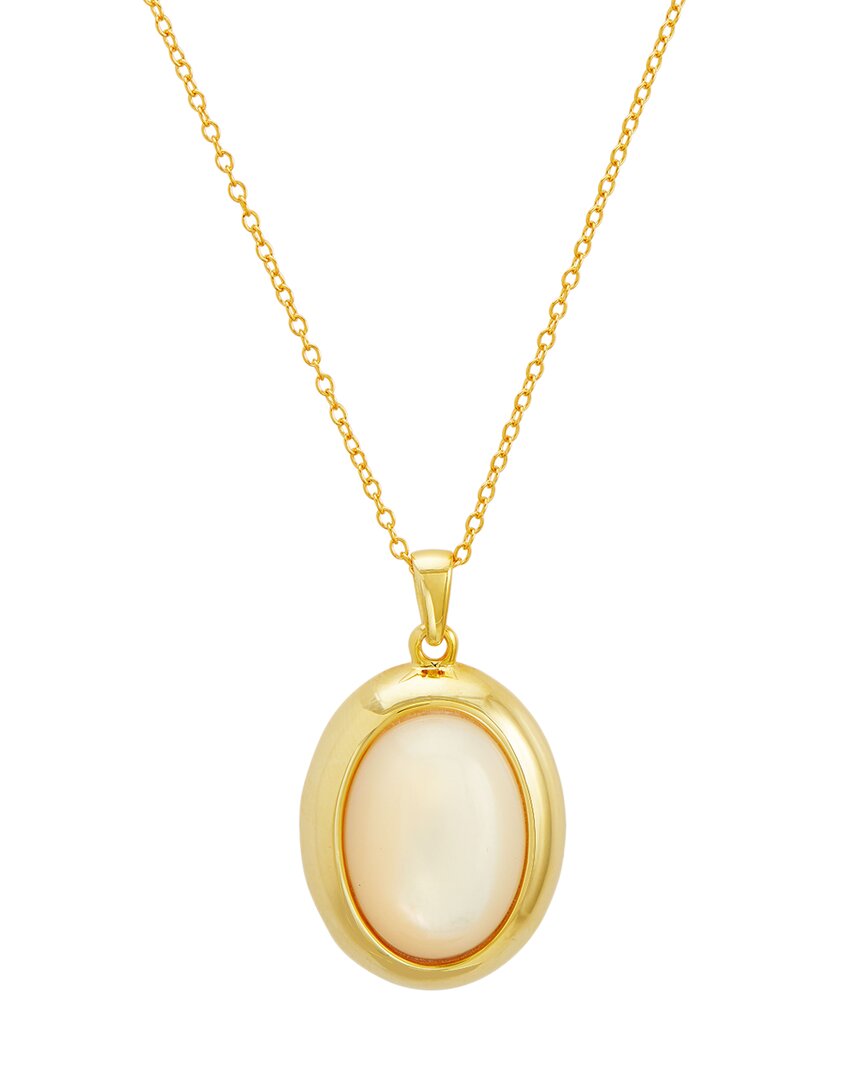 Savvy Cie 14k Plated Pearl Oval Necklace