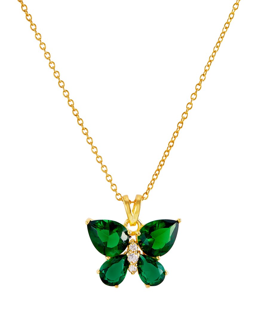 Savvy Cie Plated Emerald Cz Butterfly Necklace