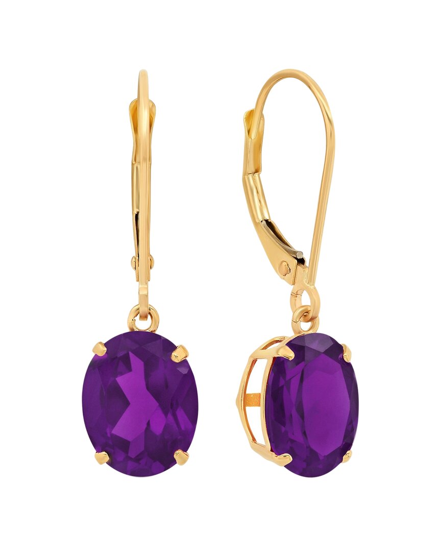 Maxcolor 14k 4.50 Ct. Tw. Amethyst Dangle Earrings