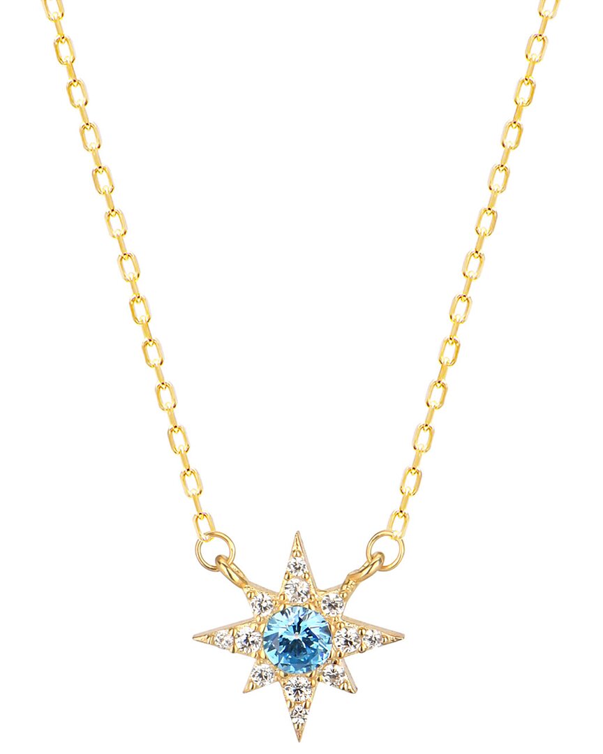 Gabi Rielle 14k Over Silver Cz Starburst Necklace In Gold