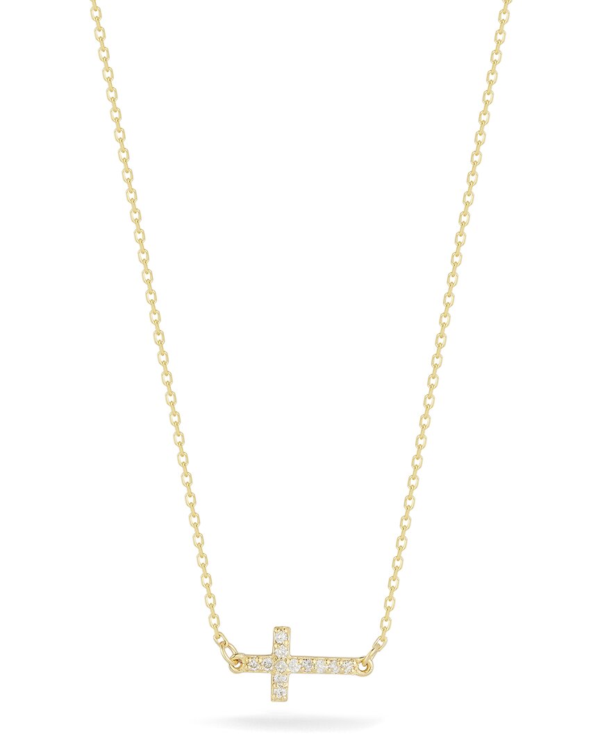 EMBER FINE JEWELRY EMBER FINE JEWELRY 14K 0.1 CT. TW. DIAMOND SIDEWAYS CROSS NECKLACE