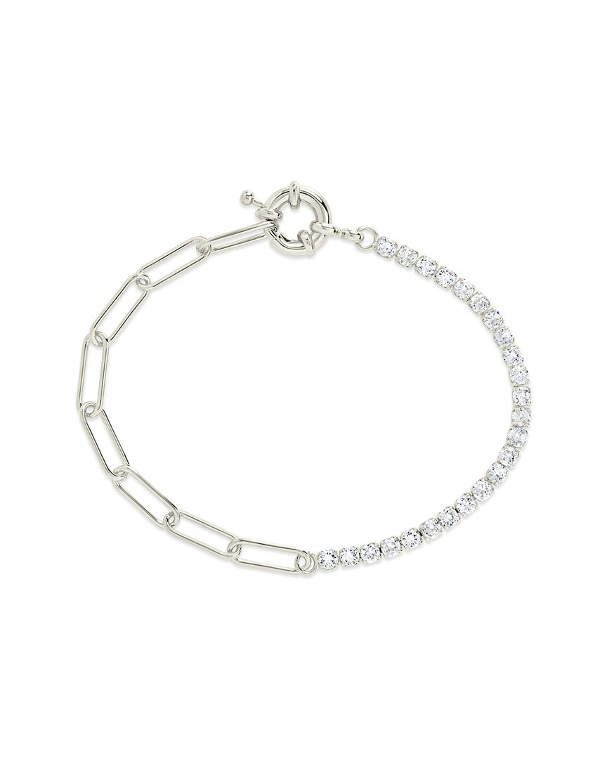 Shop Sterling Forever Rhodium Plated Cz Paperclip Chain Bracelet