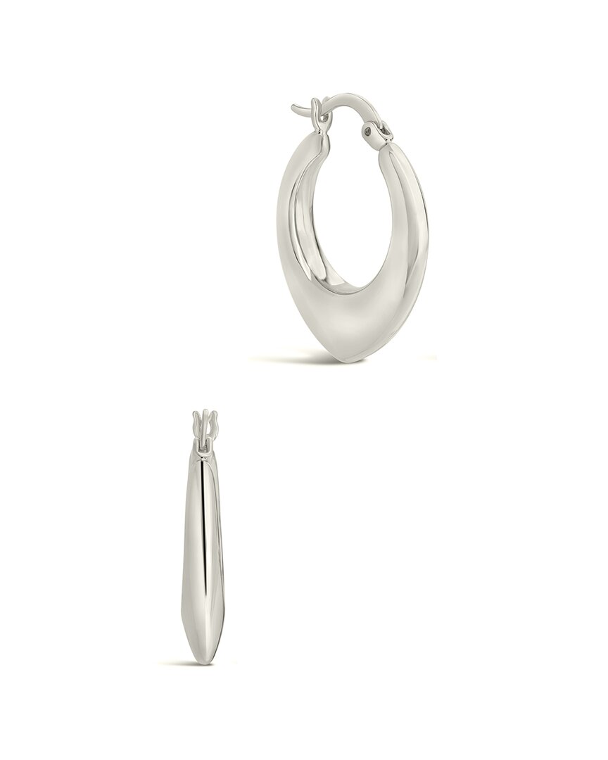 STERLING FOREVER STERLING FOREVER RHODIUM PLATED GRADUATED TEARDROP TUBE HOOPS