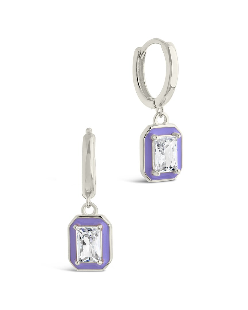 Sterling Forever Silver Cz Millie Charm Hoops