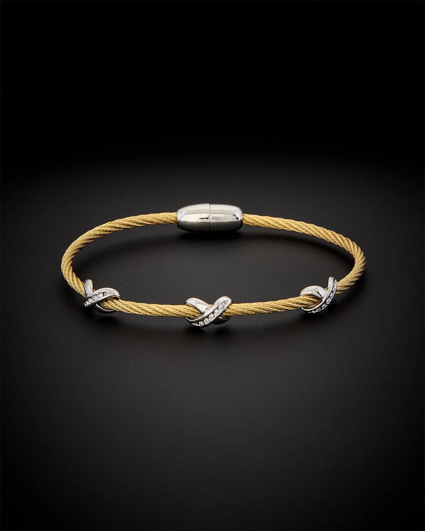 Juvell 18k Plated Cz Twisted Mesh Bangle Bracelet