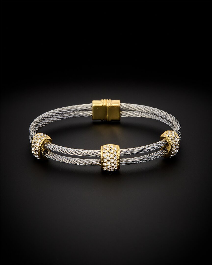 Juvell 18k Plated Cz Twisted Mesh Bangle Bracelet