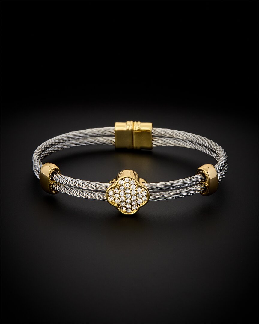 Juvell 18k Plated Cz Twisted Mesh Bangle Bracelet